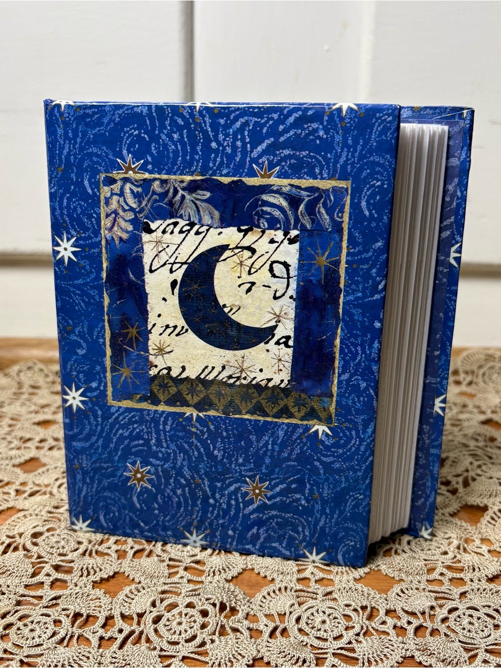 Vintage Y2K Blue Gold Celestial Moon and Stars Mini Photo Album